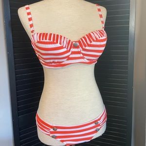 Seafolly Nautical Orange Striped Bikini Set